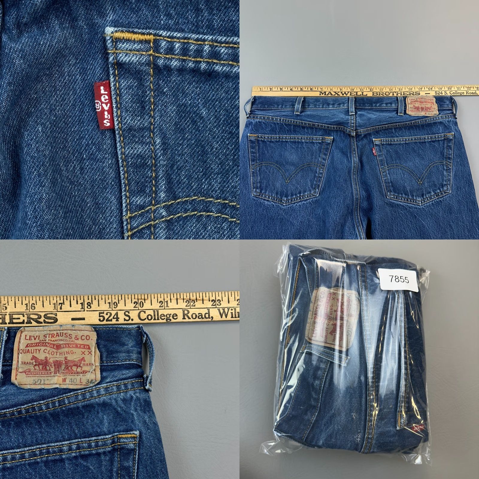 Levi's Levi's 501 Jeans Mens 40x34 40x31 Dark Wash Straight Button Fly Casual Size US 40 / EU 56 - 9 Thumbnail