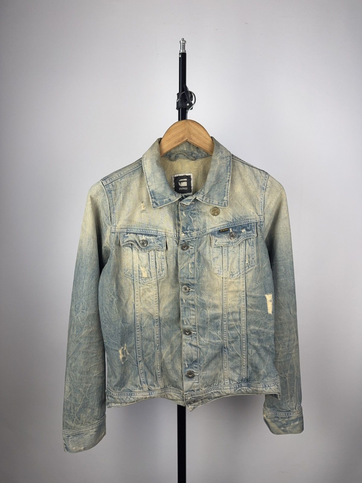 G-Star × Japanese Brand G-Star RAW Women’s Distressed Denim Jacket Light Wash Size M Size M / US 6-8 / IT 42-44 - 1 Thumbnail