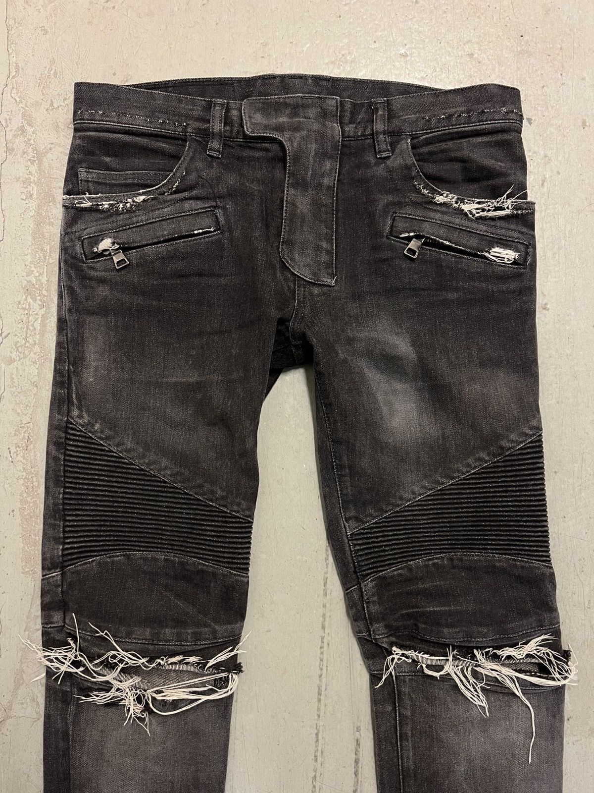 Balmain Distressed Balmain Biker Denim Size US 29 - 2 Thumbnail