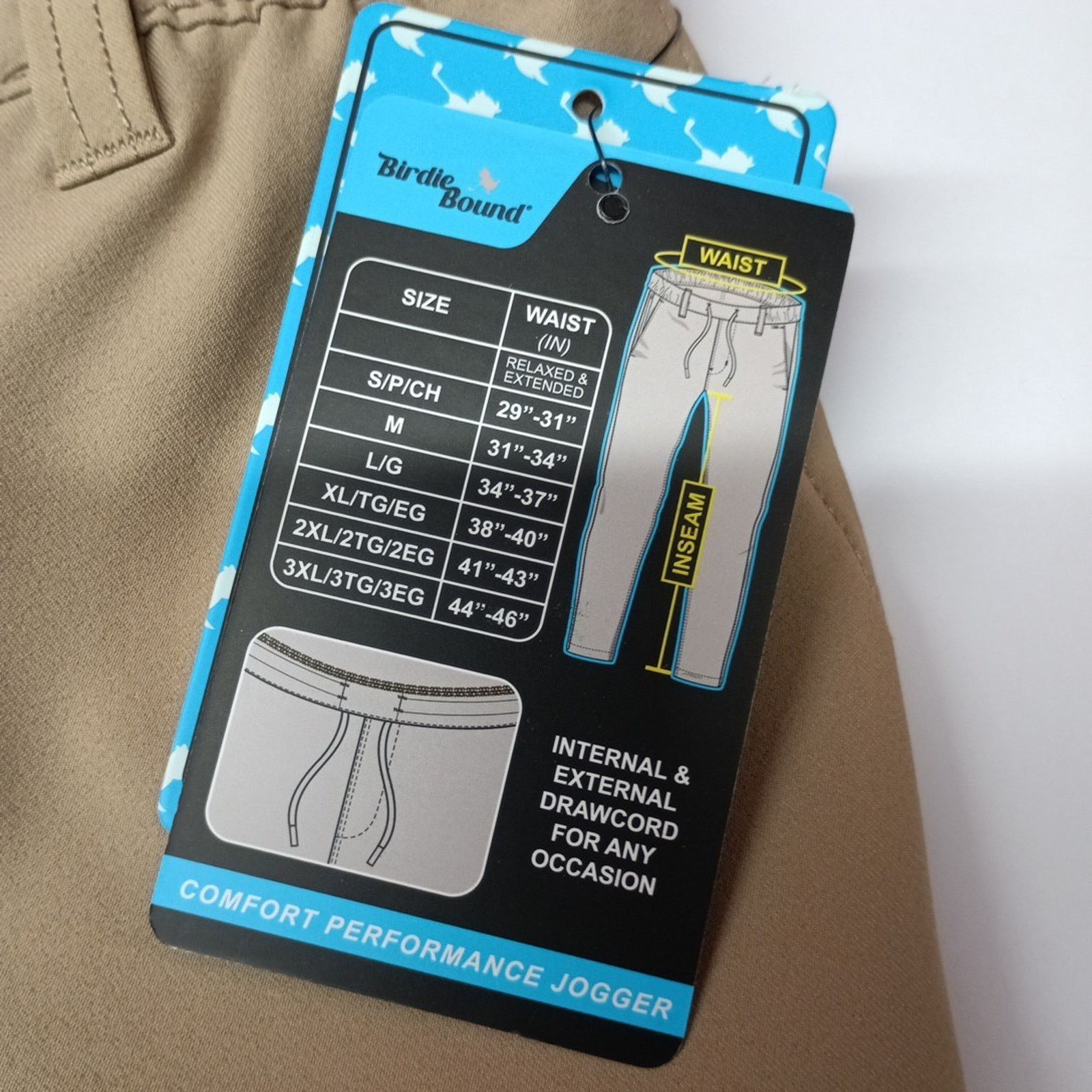 Other Birdie Bound Golf Joggers Men's S Khaki Stretch Drawstring Size US 29 - 7 Thumbnail