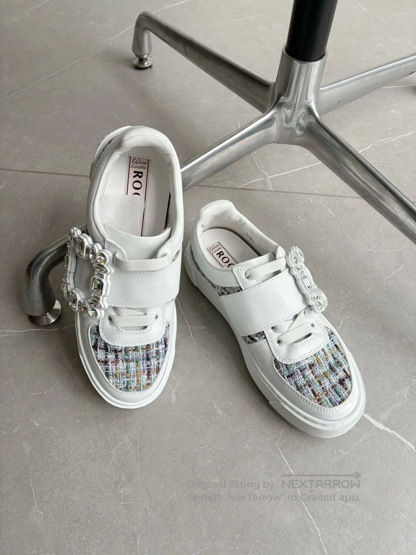 Roger Vivier RV Crystal Buckle Sneakers.