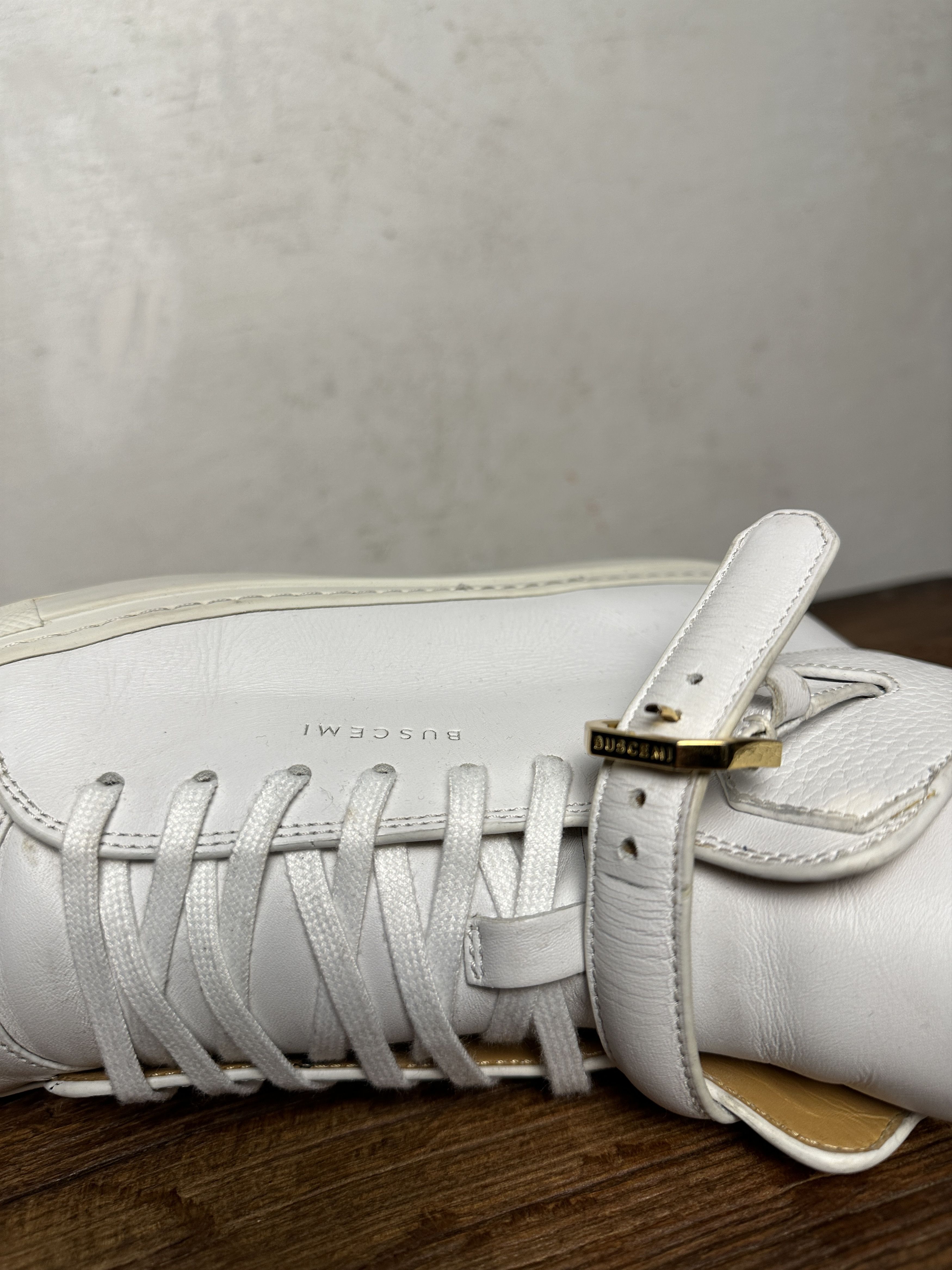 Buscemi 100MM Buckle White Sneakers Hi Top Sneakers