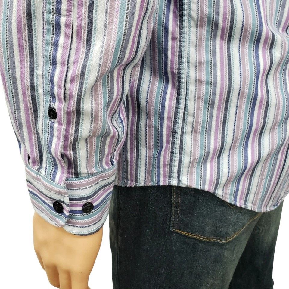 Alan Flusser Alan Flusser Shirt Hidden Button Down Collar Striped L/S M Size US M / EU 48-50 / 2 - 9 Thumbnail