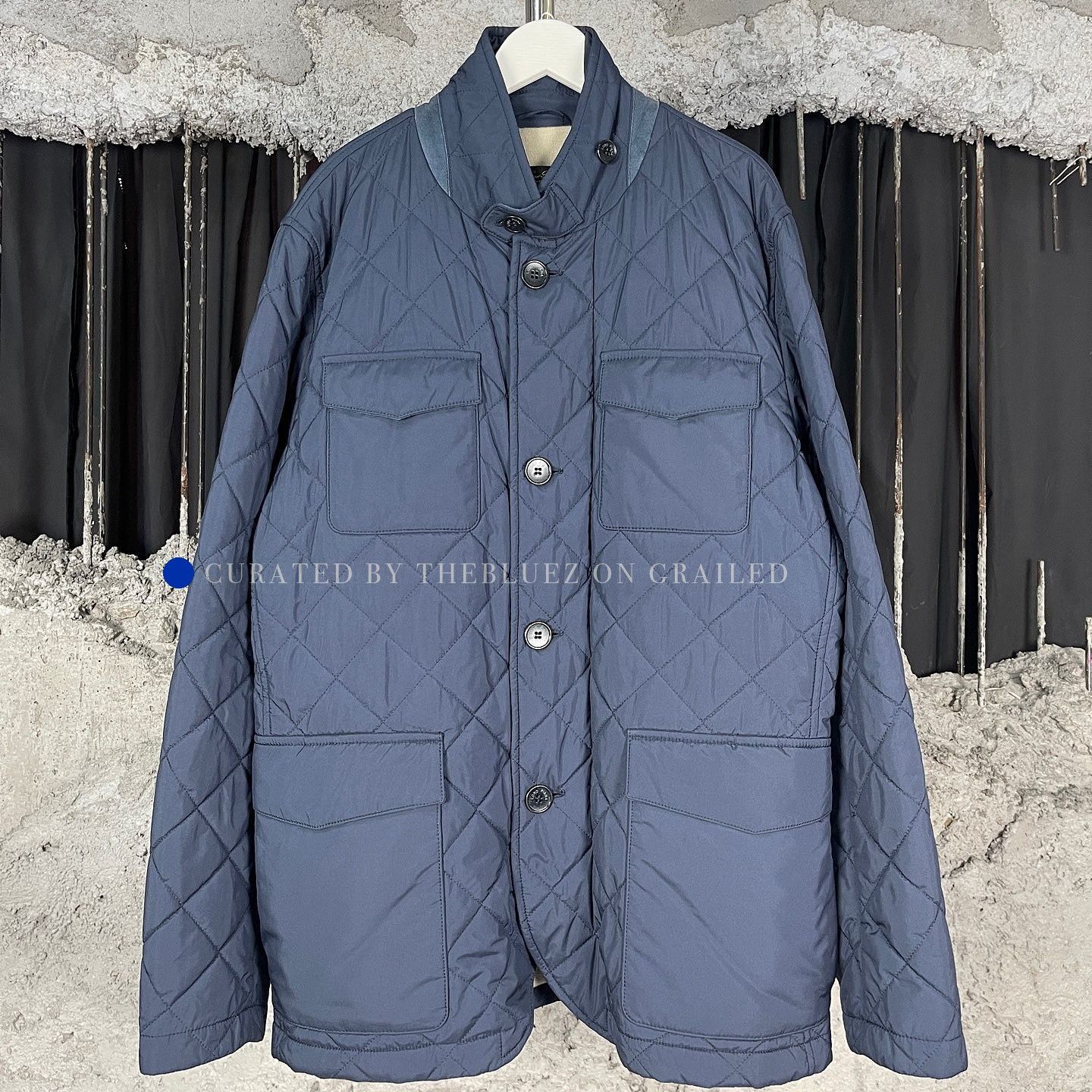 Loro Piana Blue Quilted Button-Front Jacket with Pockets Size US M / EU 48-50 / 2 - 1 Thumbnail