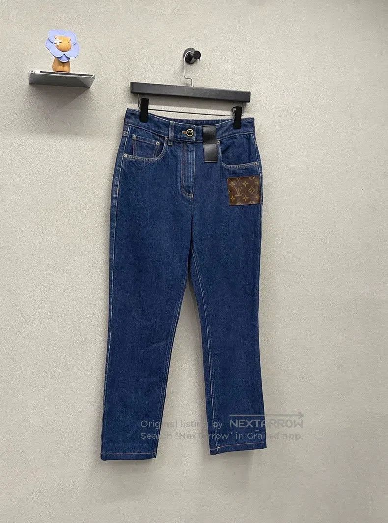 Louis Vuitton Louis Vuitton Blue Printed Straight Leg Jeans Size US 38 / EU 54 - 3 Thumbnail