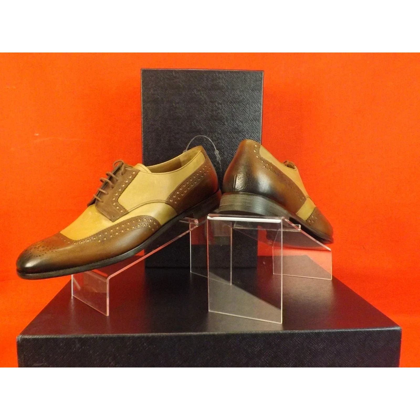 Prada PRADA BURNISHED BROWN LEATHER BROGUE OXFORDS TREES SET 9.5 Size US 10.5 / EU 43-44 - 7 Thumbnail