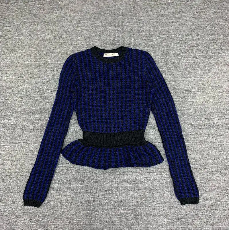 Dior Dior Women's Dark Blue Cotton Sweater 0089 Size S / US 4 / IT 40 - 1 Thumbnail