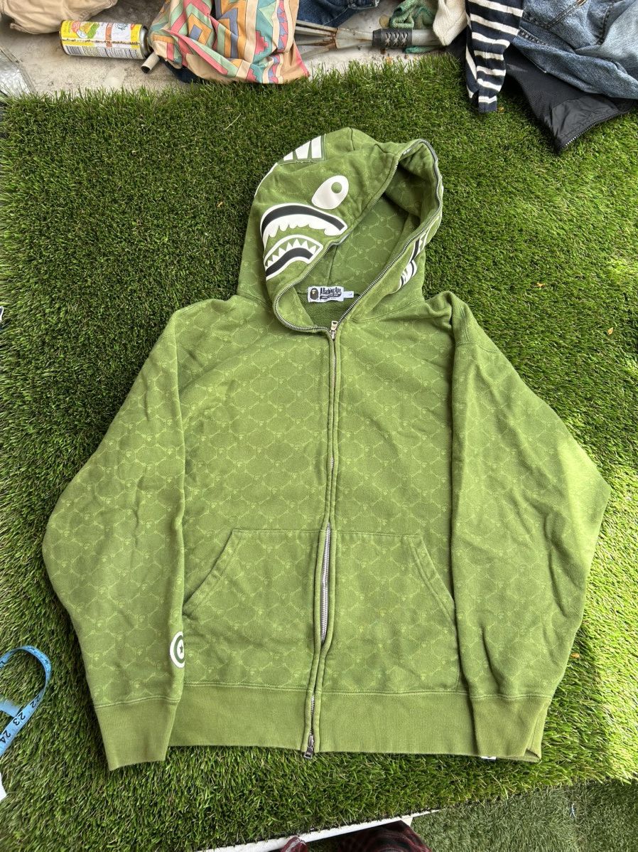 Bape BAPE Leather Monogram GRAIL Full Zip Shark Hoodie Size US L / EU 52-54 / 3 - 2 Thumbnail