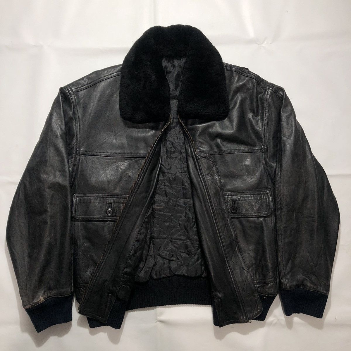 Japanese Brand × Vintage Rare Vintage Nuovo Nero Fur Leather Jacket Size US M / EU 48-50 / 2 - 2 Thumbnail