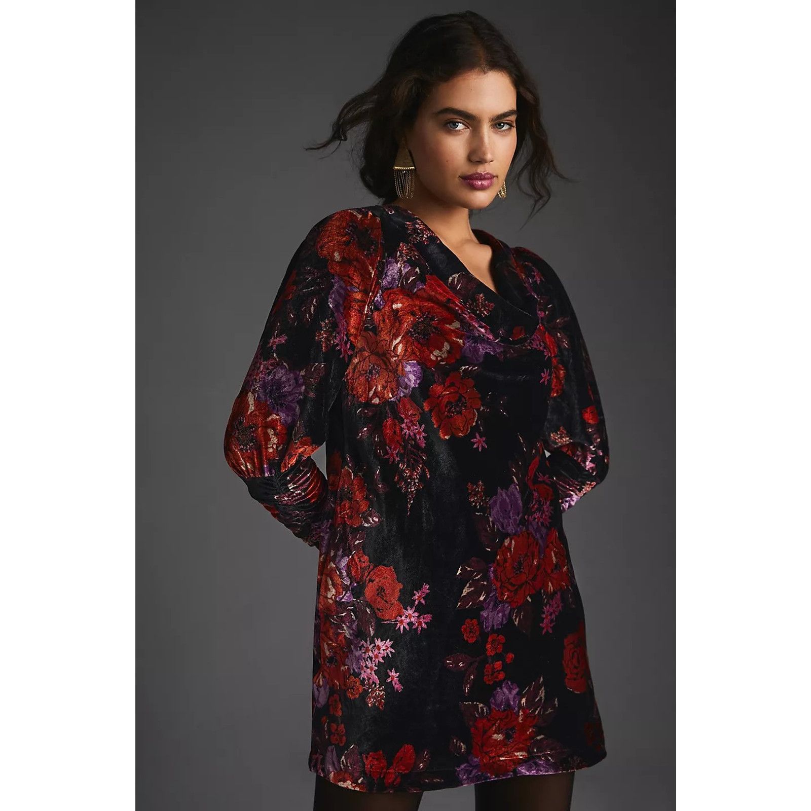 Anthropologie New Anthropologie Maeve Cowl-Neck Velvet Dress $180 X-SMALL Size XS / US 0-2 / IT 36-38 - 1 Thumbnail