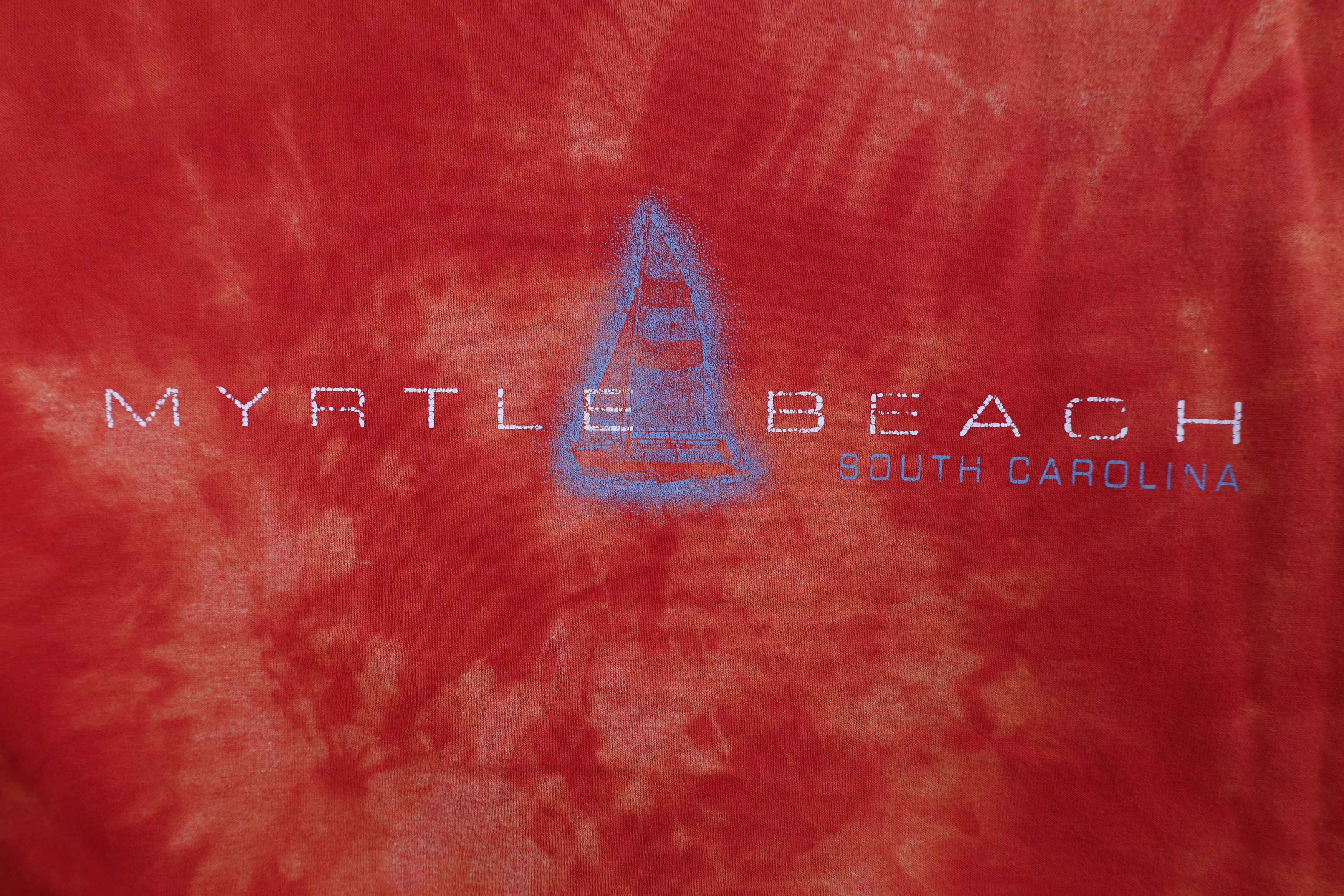 Vintage Vintage 90s Streetwear Beach Sailing Acid Wash T-Shirt Red Size US L / EU 52-54 / 3 - 4 Thumbnail