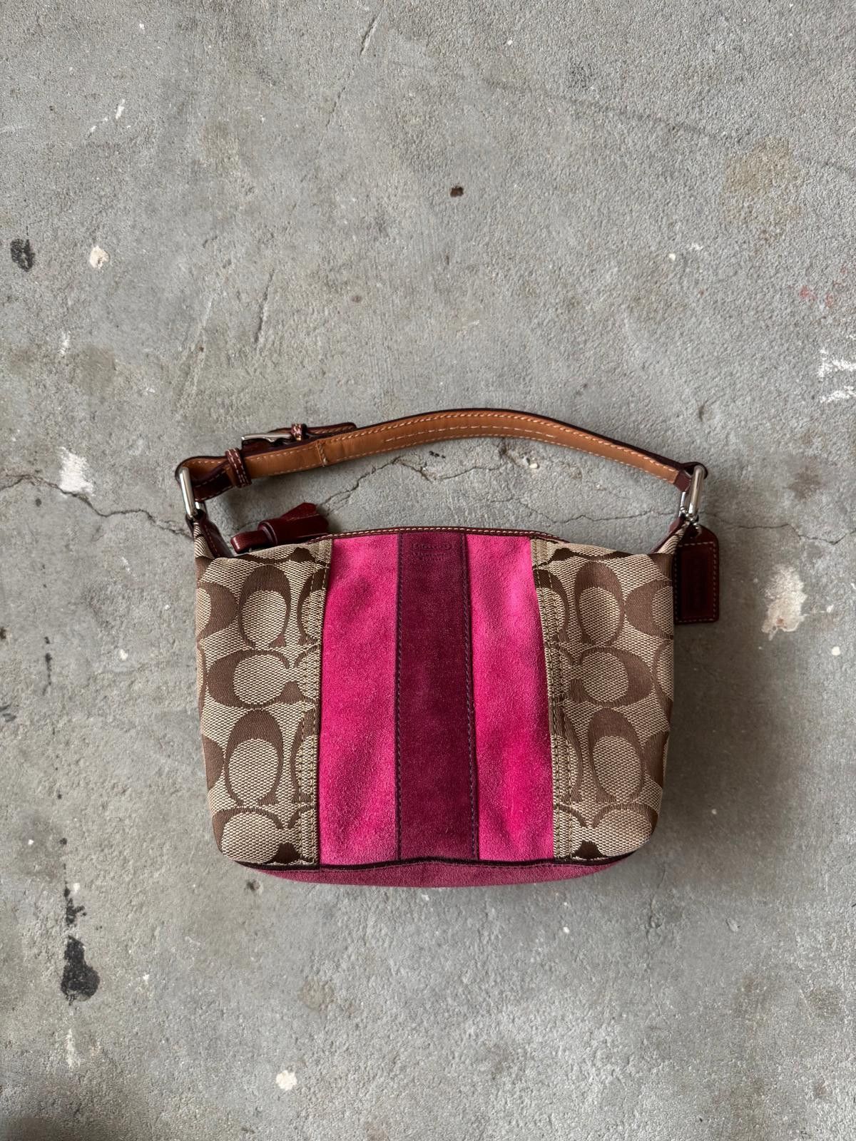 Coach Coach Signature Mini Hobo Striped Suede Shoulder Bag Size ONE SIZE - 1 Thumbnail