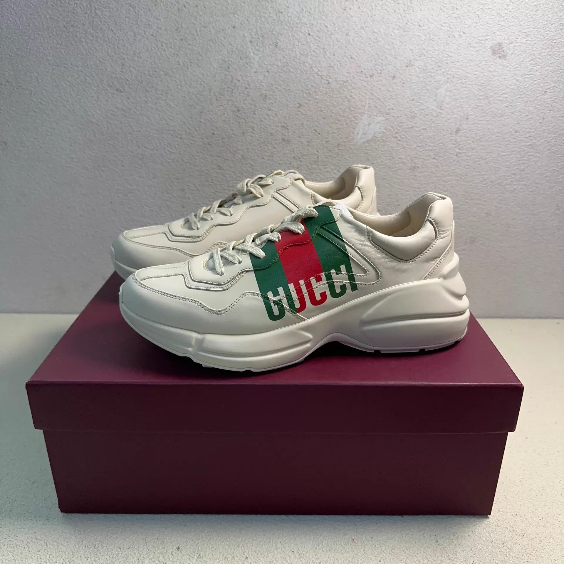 Gucci GUCCI Rhyton Leather Low-Top Dad Sneaker Men's Ivory Size US 8.5 / EU 41-42 - 1 Thumbnail