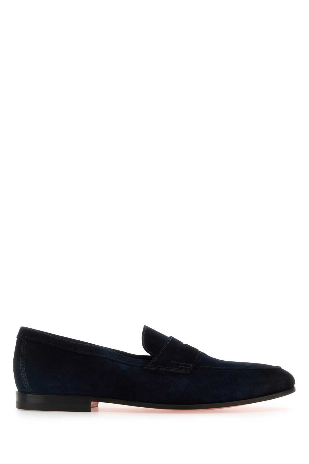 Santoni Navy Blue Suede Carlos Loafers Size US 11 / EU 44 - 1 Thumbnail