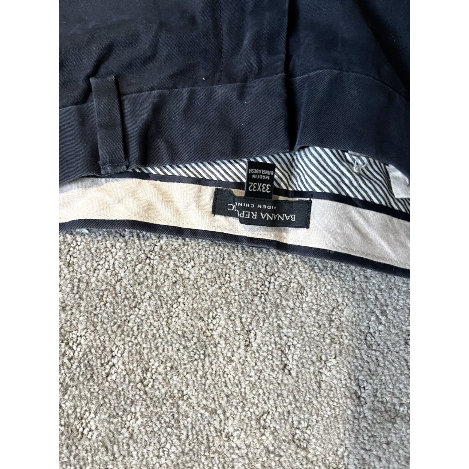 Banana Republic BANANA REPUBLIC Aiden Chino Pants Mens 33x32 Blue Solid Cotton Blend Front Zip Straight 90s Casual Pant Mens Size US 33 - 6 Thumbnail