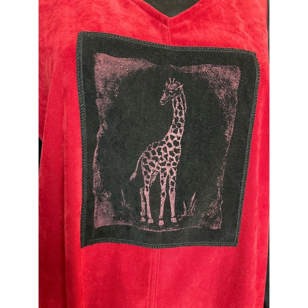 Other Karin Stevens Long Sleeve Maxi Red Dress With Giraffe Appli Size L / US 10 / IT 46 - 5 Thumbnail