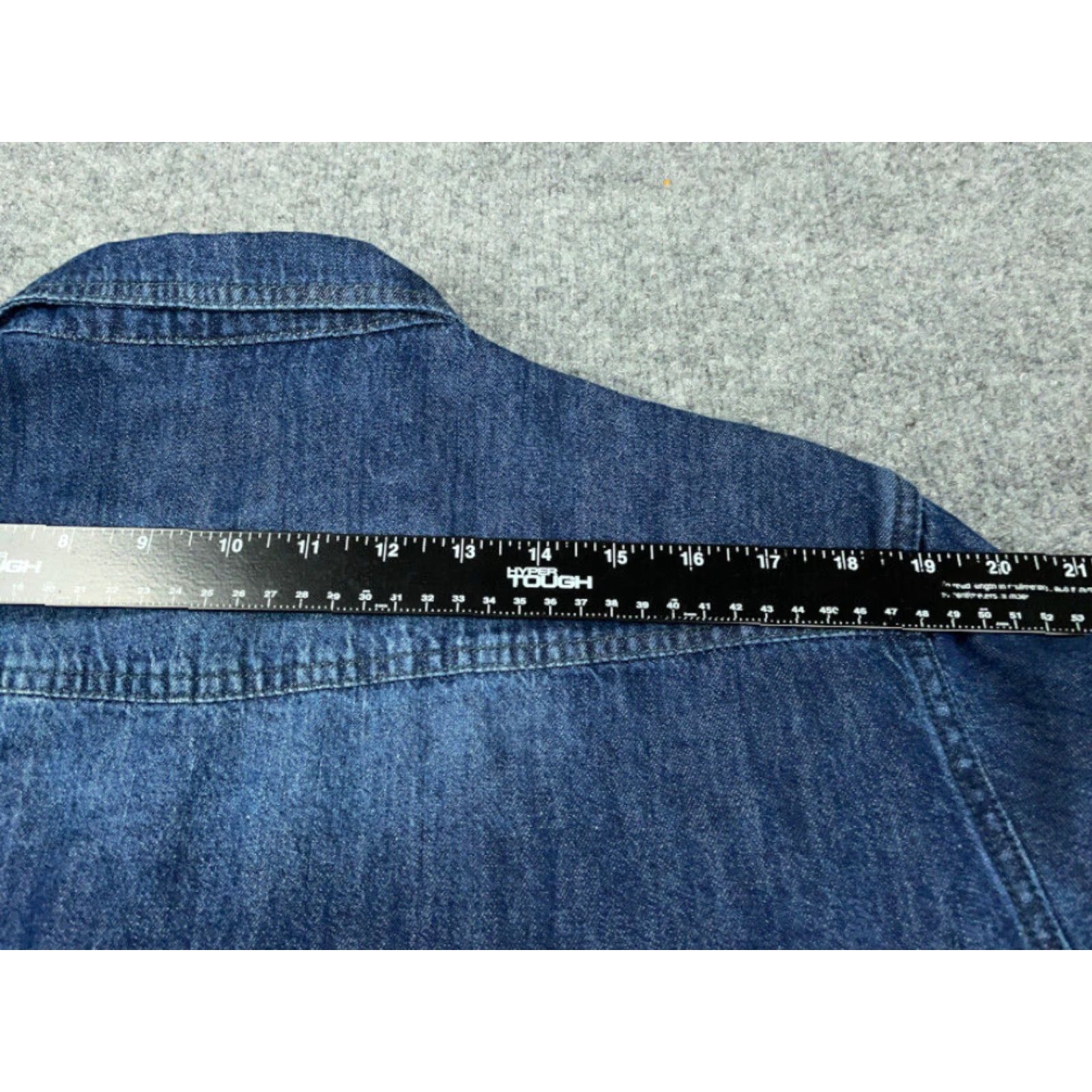 Denime Western Style Shirt Adult XL Dark Blue Denim Snap Button Rockabilly Workwear Size US XL / EU 56 / 4 - 4 Thumbnail