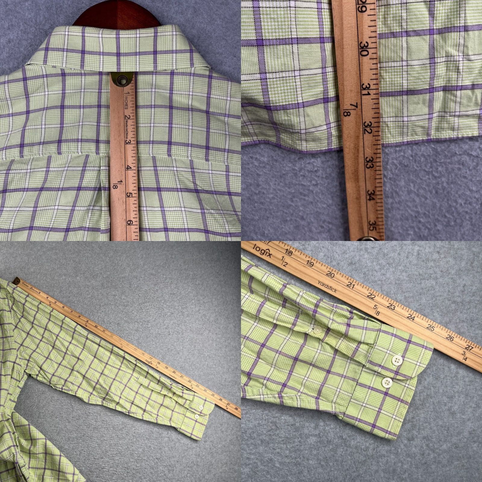 Vintage Alan Flusser Shirt XL Green Purple Check Casual Button Up Long Sleeve Mens Shirt Size US XL / EU 56 / 4 - 8 Thumbnail