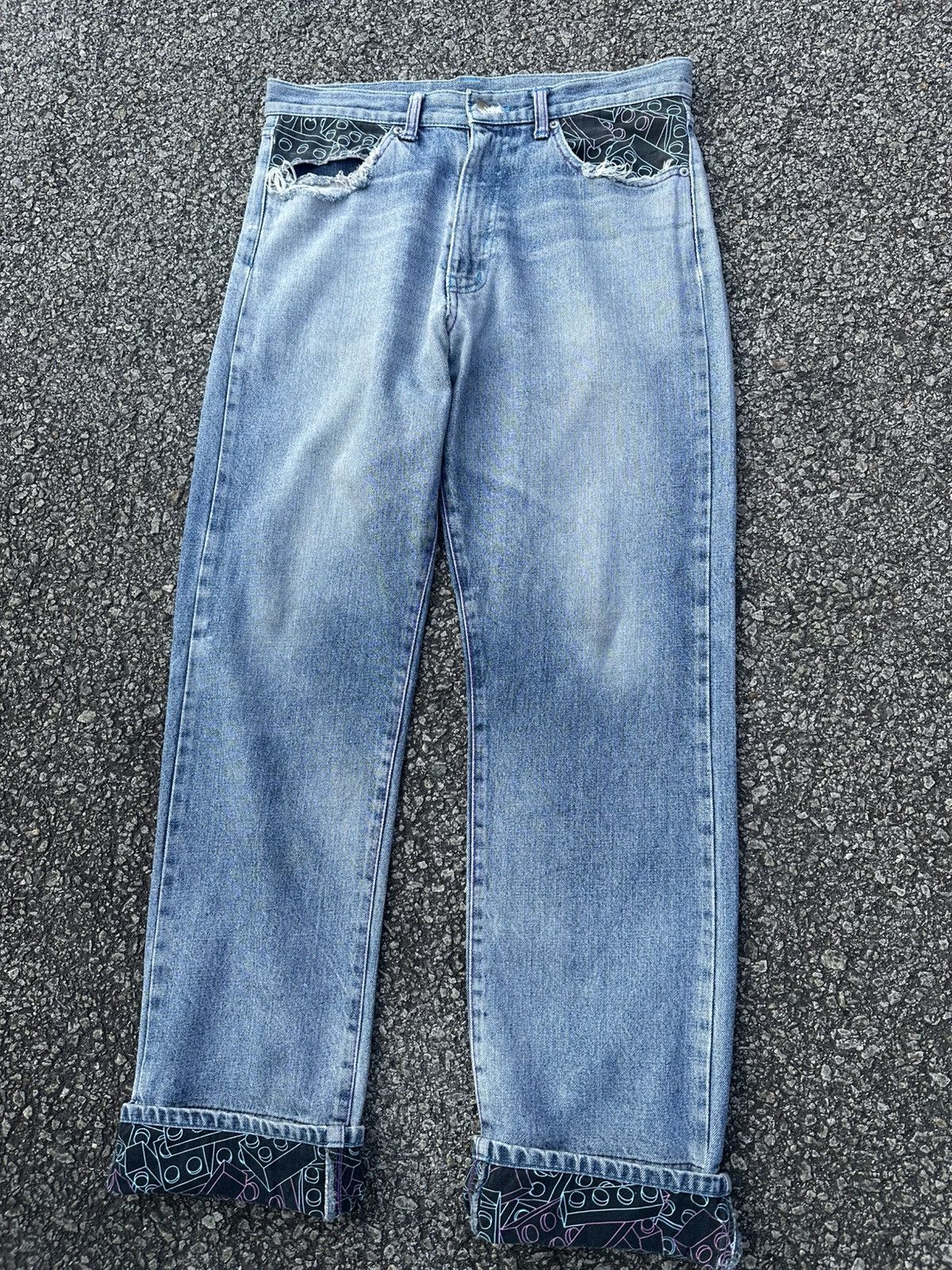 Vintage Crazy Vintage Y2K Baggy Light Wash Distressed Jeans Size US 33 - 7 Thumbnail