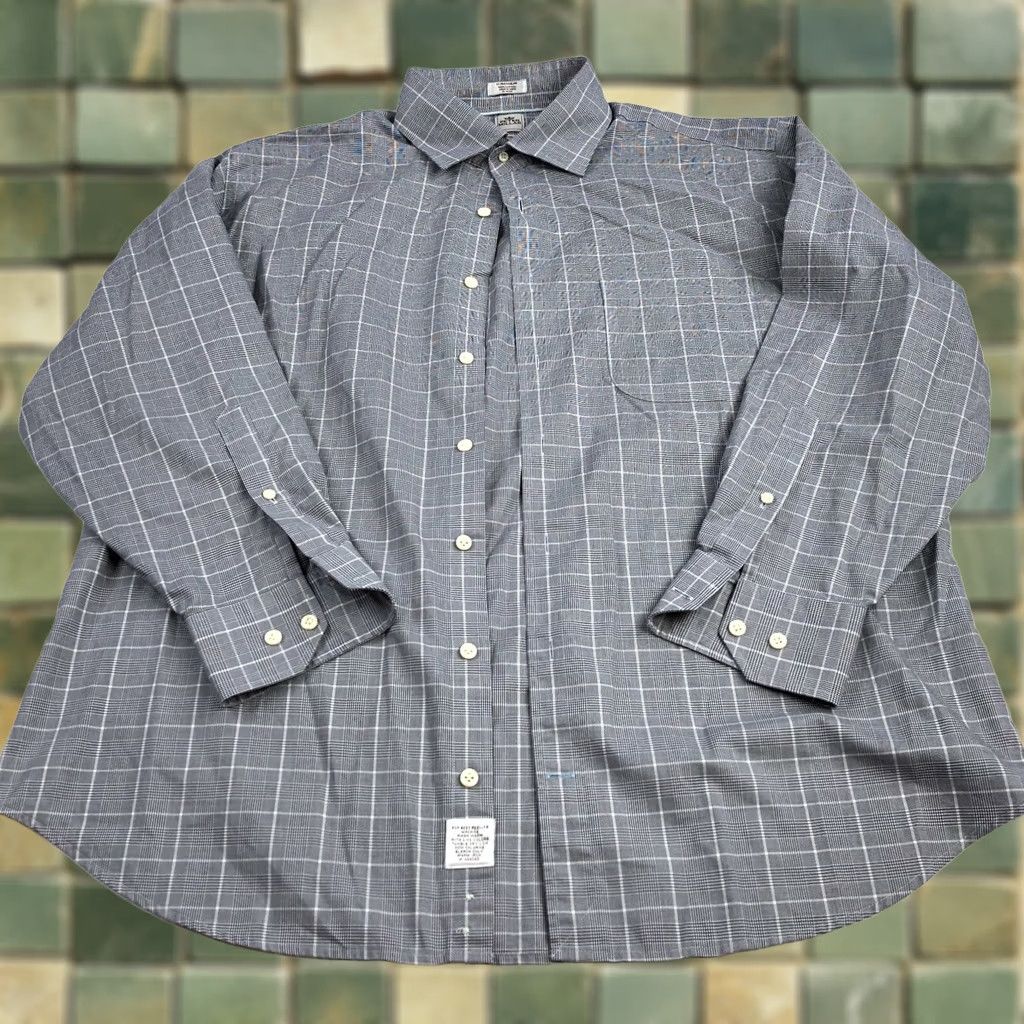 Peter Millar Peter Millar Nanoluxe Easy Care 17 Dress Shirt Long Sleeve Button Front Collared Plaid Gray Mens Regular Size 17 Size 46R - 1 Thumbnail