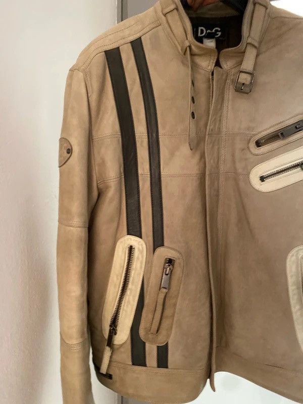 Dolce & Gabbana AW2004 Dolce & Gabbana Astro Biker Cafe Cream Leather Jacket Size US L / EU 52-54 / 3 - 7 Thumbnail