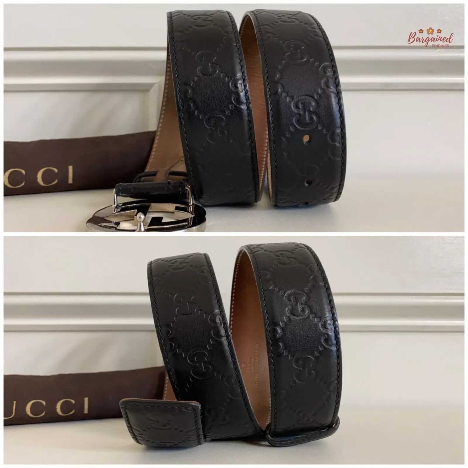 Gucci Gucci Guccissima Leather Silver Interlocking G Buckle Belt Size 30 - 3 Thumbnail