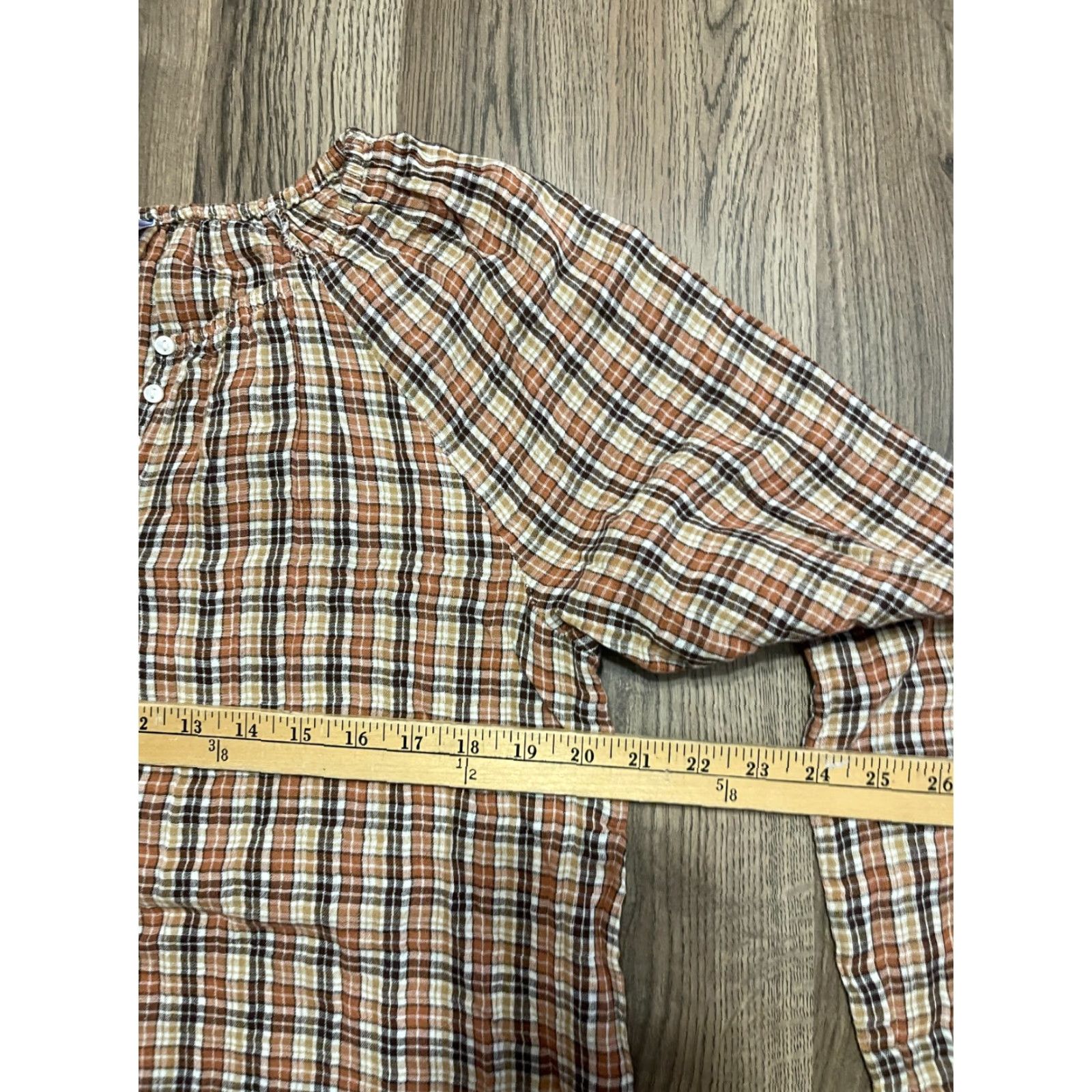 Old Navy Old Navy Shirt Women’s Tall M Plaid Brown Cream Black 1/4 Buttons Long Sleeve Casual Fall Spring Summer Modern Size M / US 6-8 / IT 42-44 - 6 Thumbnail