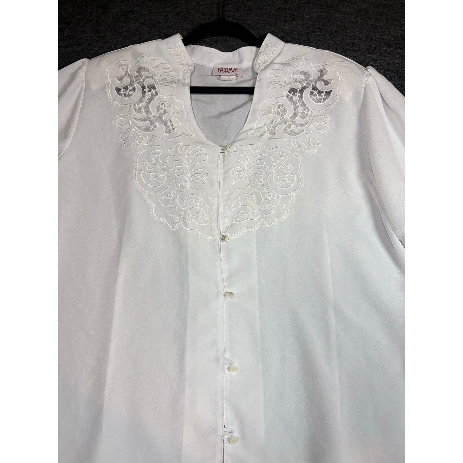 Other Paloma Carmina White Embroidered Blouse Vintage Style #0464 Size M / US 6-8 / IT 42-44 - 5 Thumbnail
