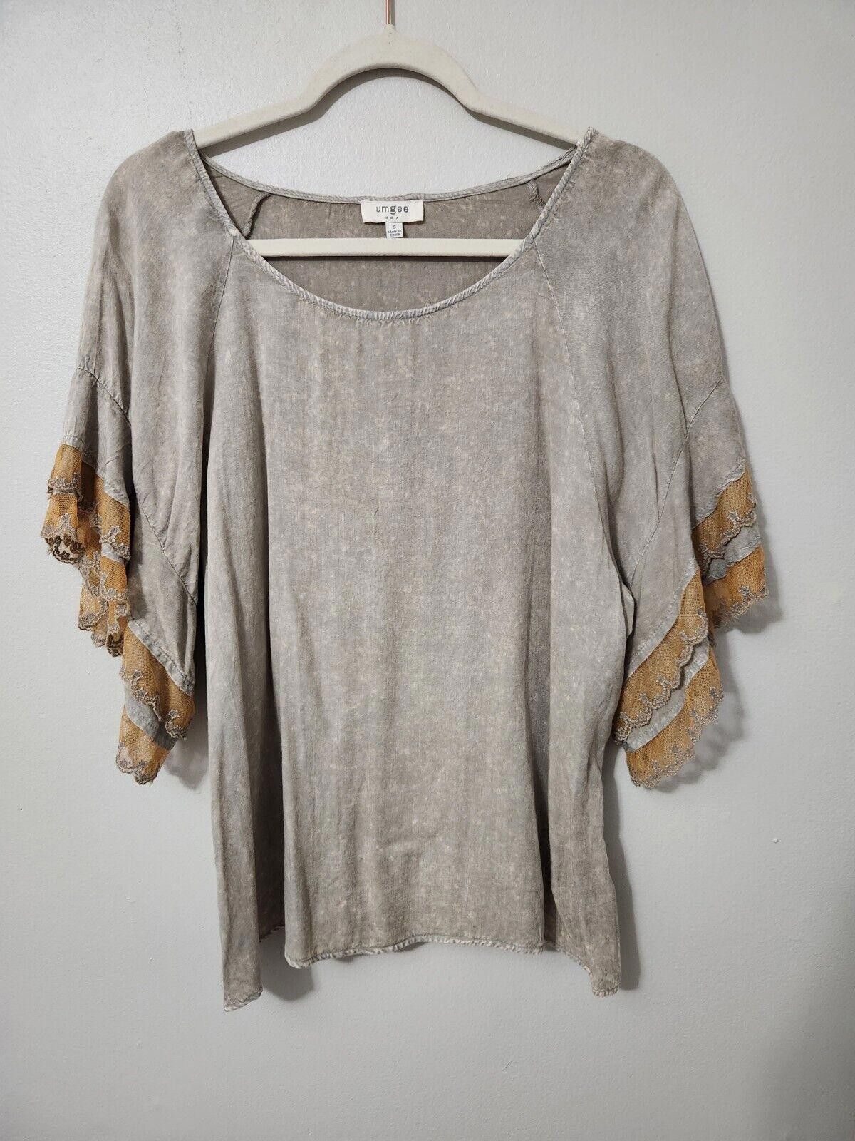 Designer Umgee Tops Lot Small Boho Hippie Linen Blend Shirts Size S / US 4 / IT 40 - 2 Thumbnail