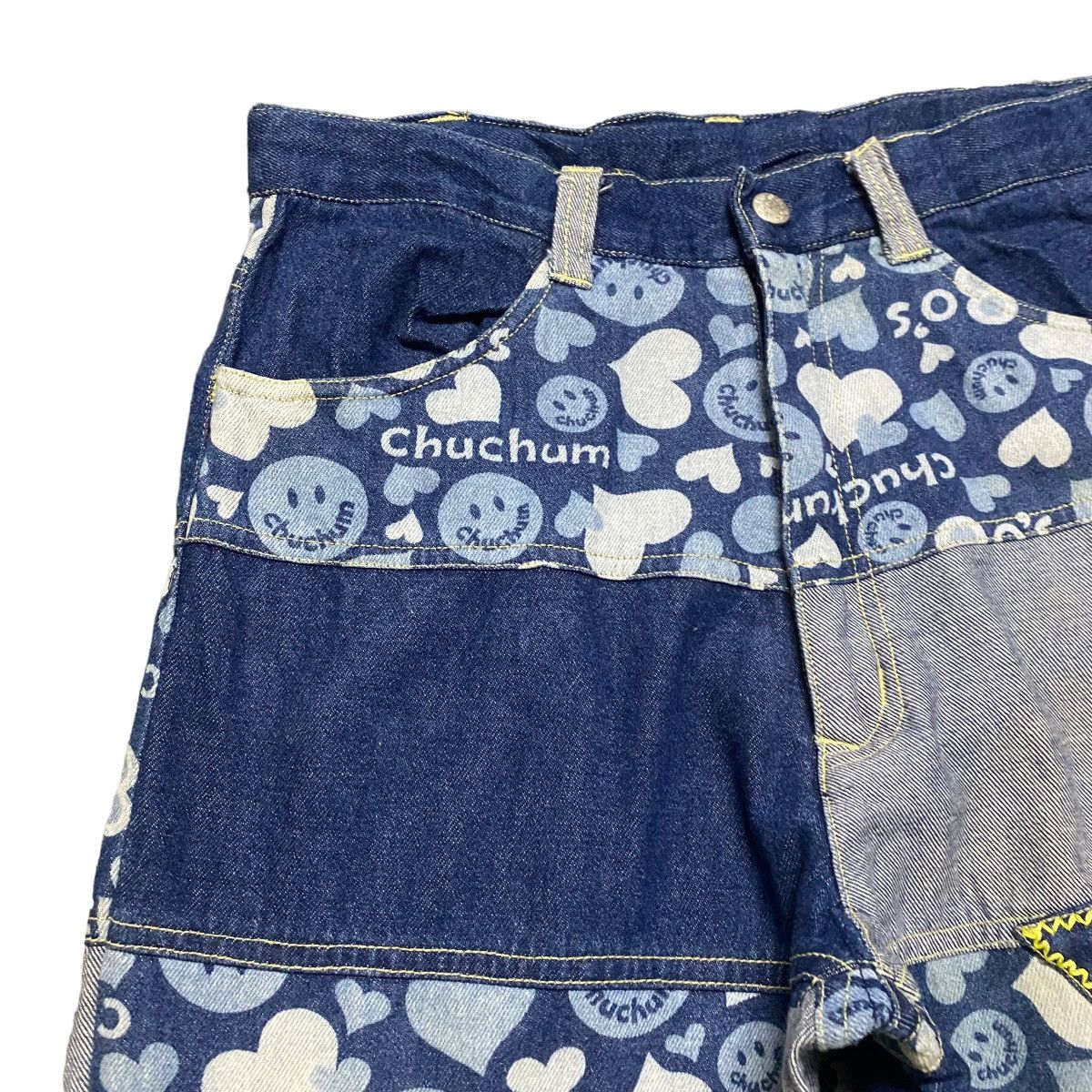 Hysteric Glamour Chuchum Smiley Hippie Denim Patchwork Flare Pants Size 26" / US 2 / IT 38 - 4 Thumbnail