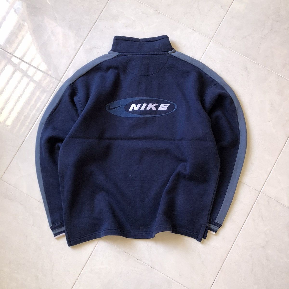 Nike × Vintage NIKE Spellout Backprint Design Half Zip Sweatshirt Size US L / EU 52-54 / 3 - 2 Thumbnail