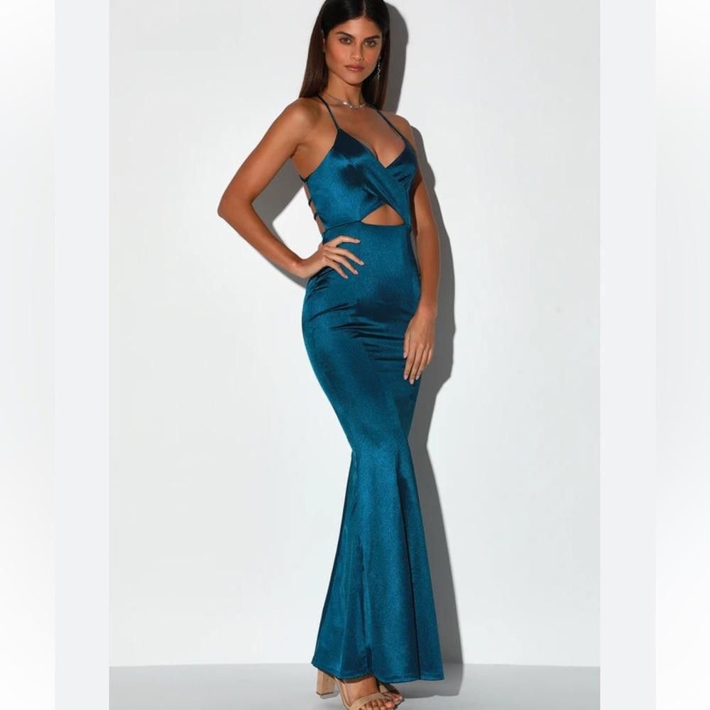 Lulus Lulus l Destined Love Teal Backless Cutout Mermaid Dress S Size S / US 4 / IT 40 - 3 Thumbnail