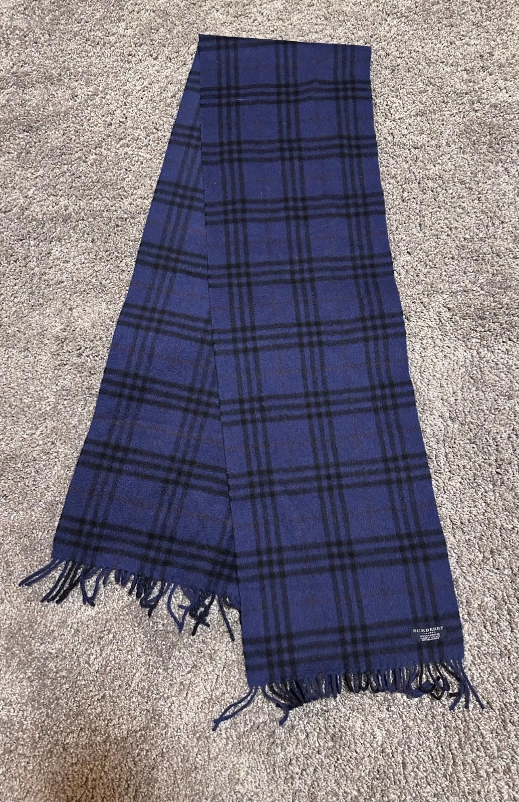 Burberry Burberry Nova Check Blue Cashmere Scarf Size ONE SIZE - 4 Thumbnail