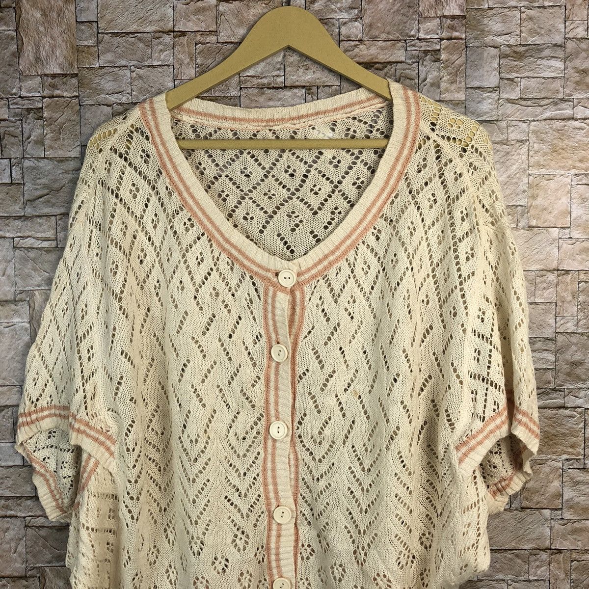 Homespun Knitwear × Japanese Brand × Vintage Japan vintage crochet meshnet Brown Knitwear #A756 Size M / US 6-8 / IT 42-44 - 5 Thumbnail
