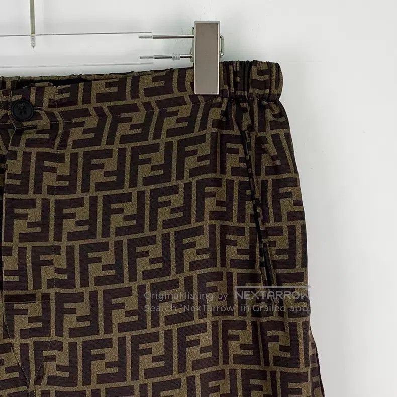 Fendi Fendi 22 Model Dark Brown Double F Monogram Printed Silk-C Size US 30 / EU 46 - 3 Thumbnail
