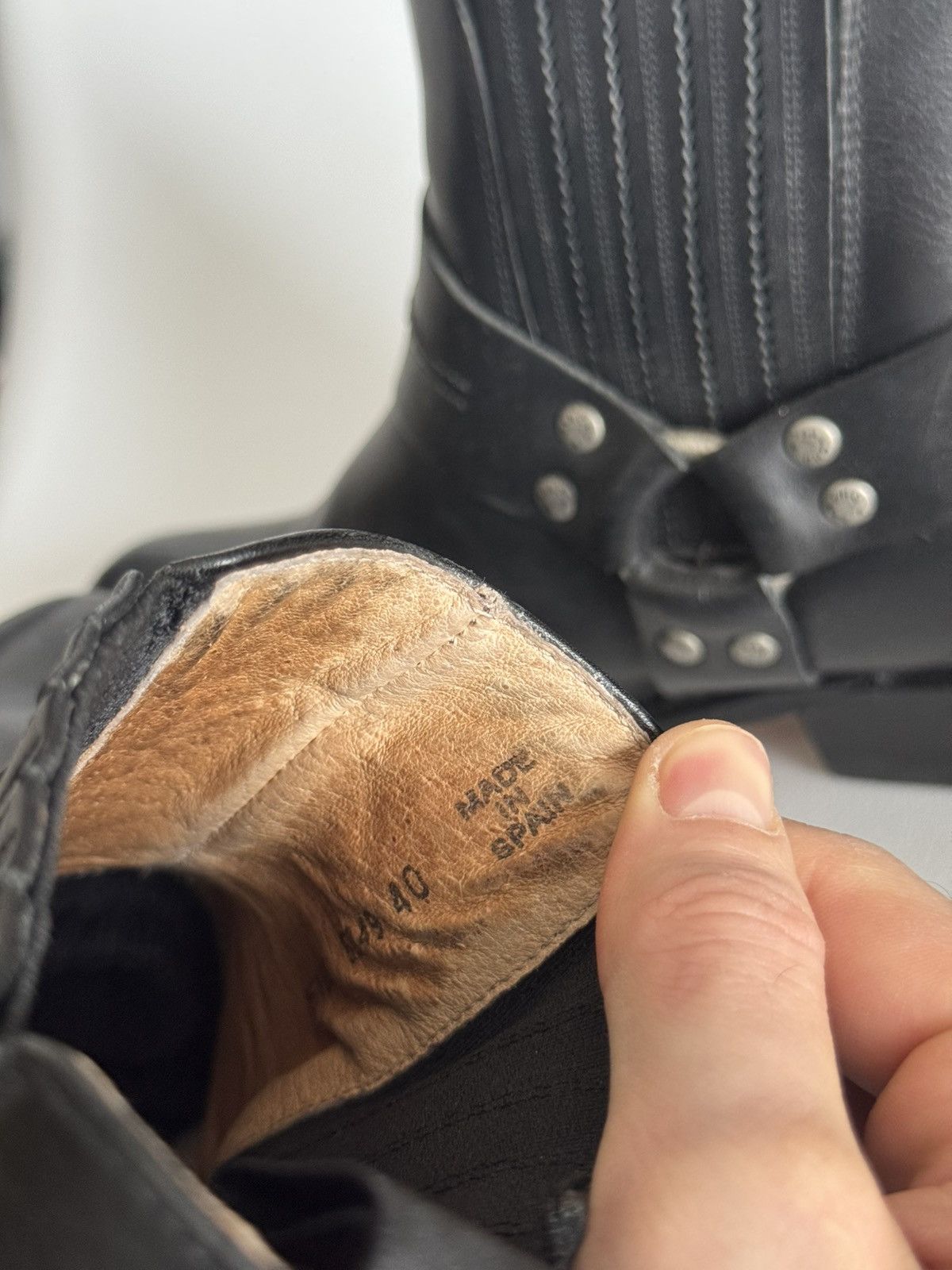 Sancho Boots Sancho Vintage Leather Motorcycle Buffalo Cowboy Black Boots Size US 7 / EU 40 - 14 Thumbnail