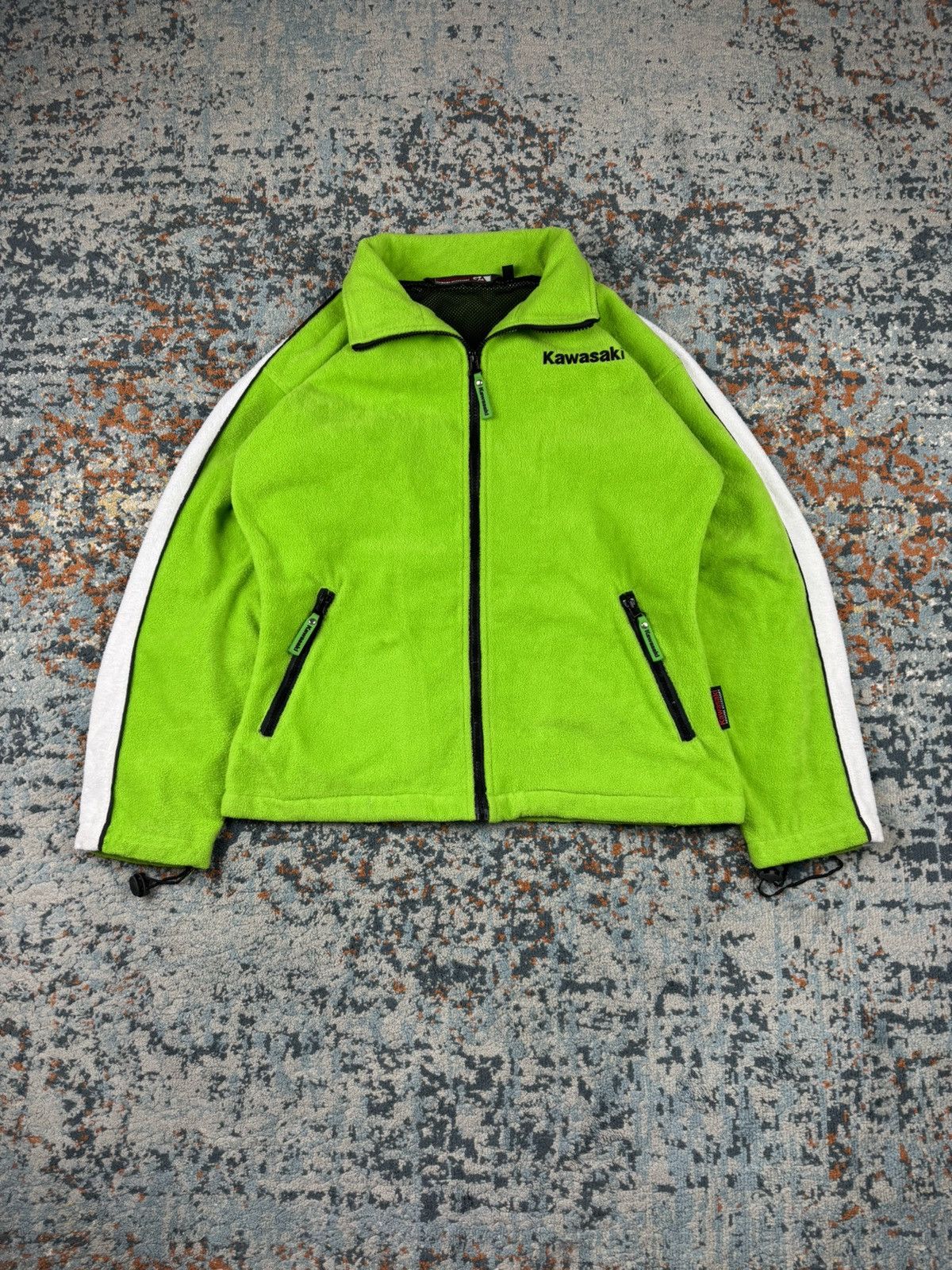 Vintage Vintage 90s Kawasaki racing style sherpa fleece jacket Size L / US 10 / IT 46 - 1 Thumbnail