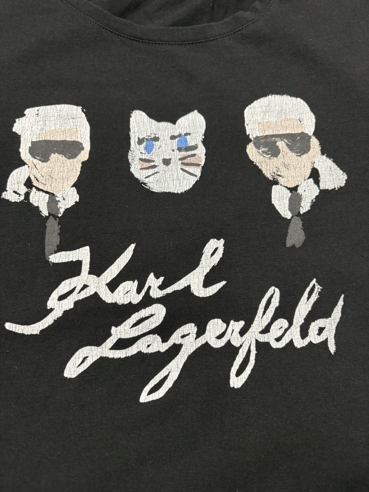 Karl Lagerfeld Karl Lagerfeld Graphic Cat Tee Black Made in Portugal Y2K Size S / US 4 / IT 40 - 5 Thumbnail
