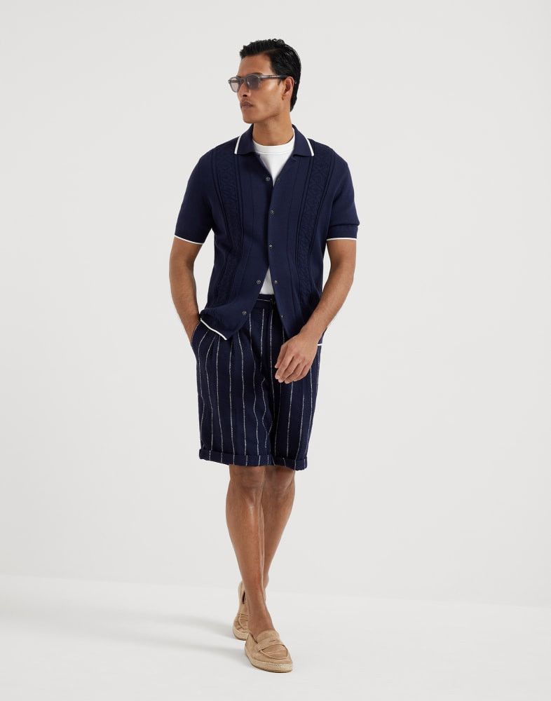 Brunello Cucinelli o1w1db10825 Bermuda in Blue/White Size US 36 / EU 52 - 3 Thumbnail