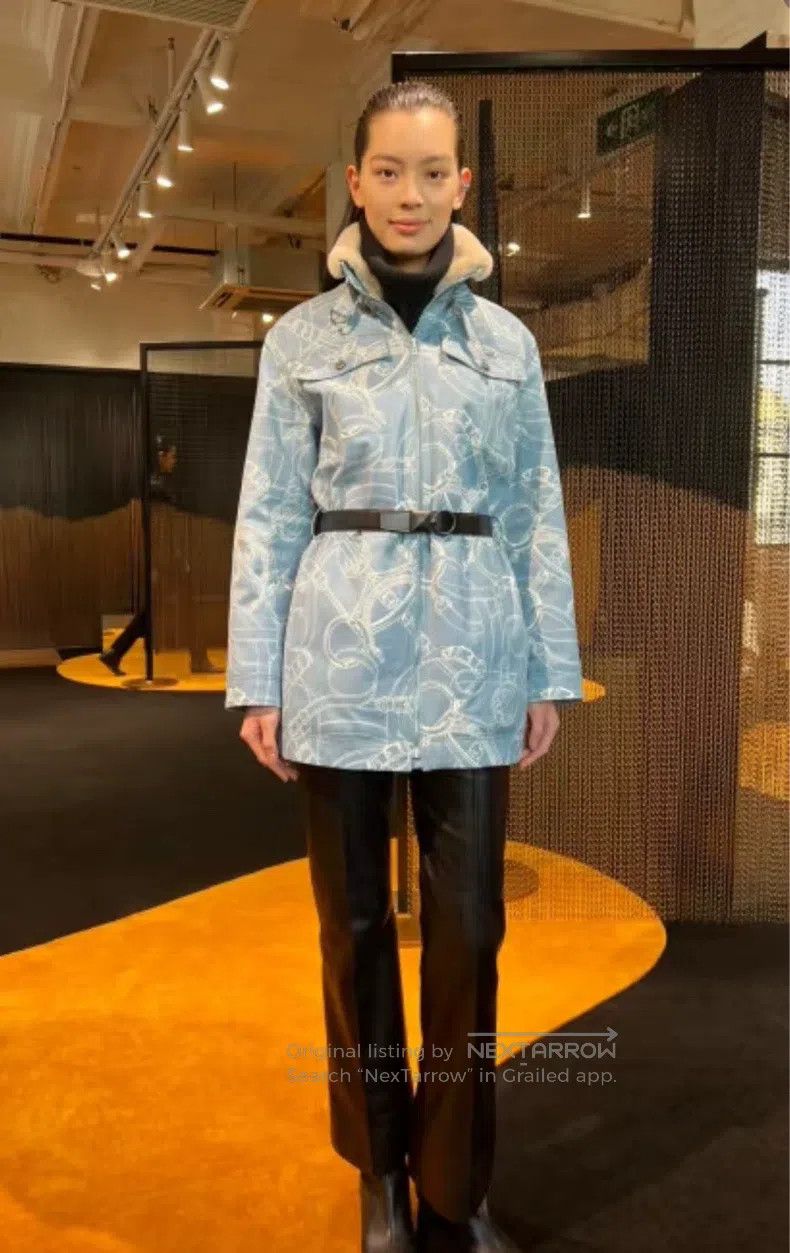 Hermes Hermes Blue and White Printed Parka Cotton Jacket Size XXS / US 00 / IT 34 - 1 Thumbnail