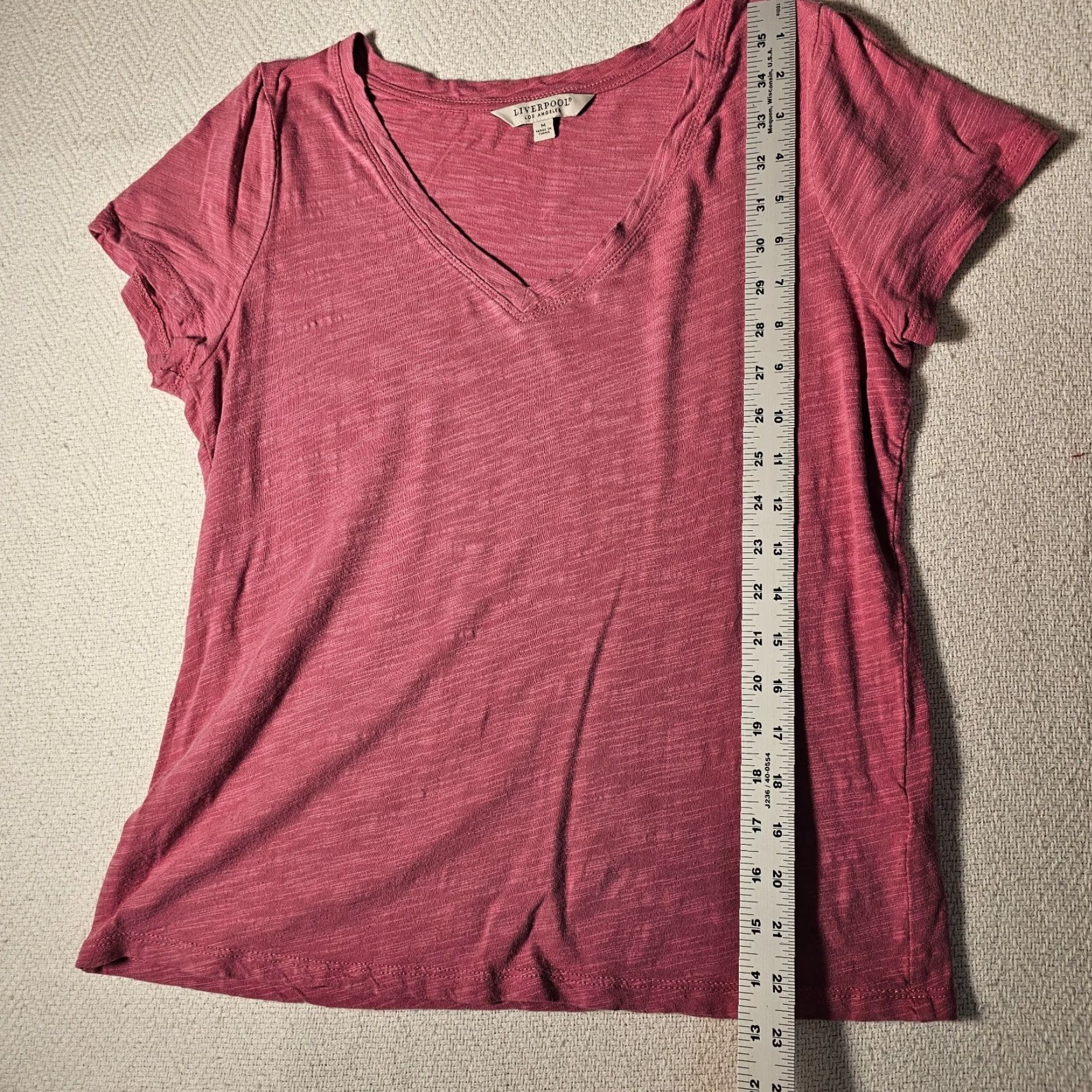 Vintage Liverpool T Shirt Women M Pink Rose Knit Cotton Modal Off Shoulder Slub Cap Sleeve Casual Basic Size M / US 6-8 / IT 42-44 - 4 Thumbnail