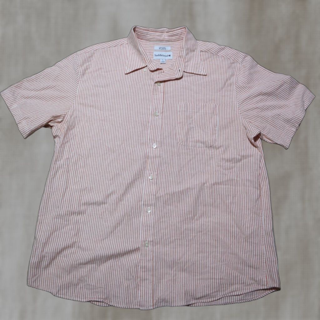 Vintage Saddlebred Shirt Orange Stripes Button Up Short Sleeve Men's XL Extra Large Size US XL / EU 56 / 4 - 1 Thumbnail