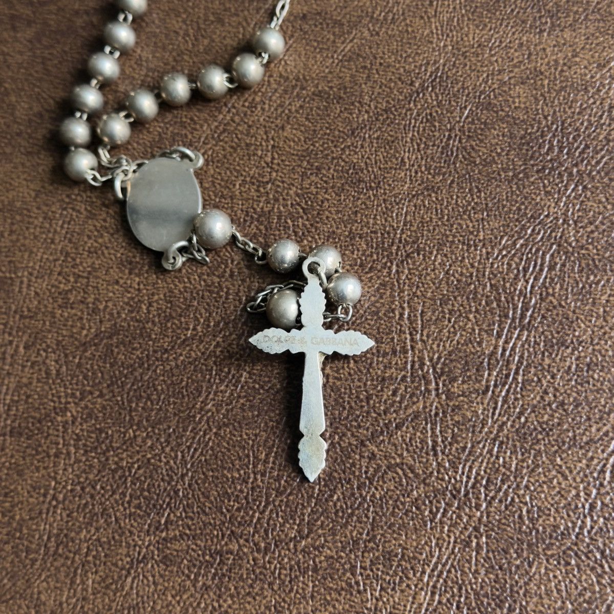 Dolce & Gabbana 925 Silver Cross Rosary Necklace Size ONE SIZE - 3 Thumbnail