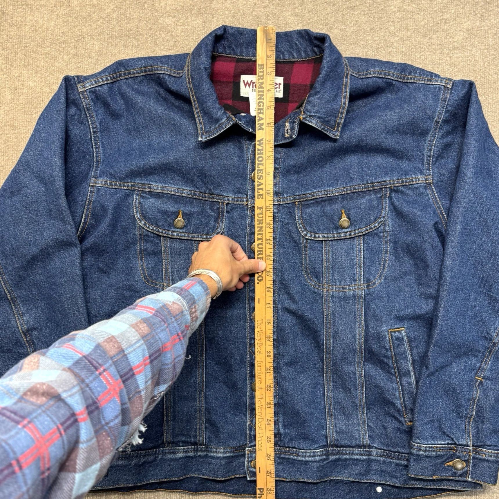 Wrangler VINTAGE Wrangler Rugged Wear Denim Jacket Mens 2XL Blue Denim 80s Cowboy Jacket Size US 39 - 5 Thumbnail