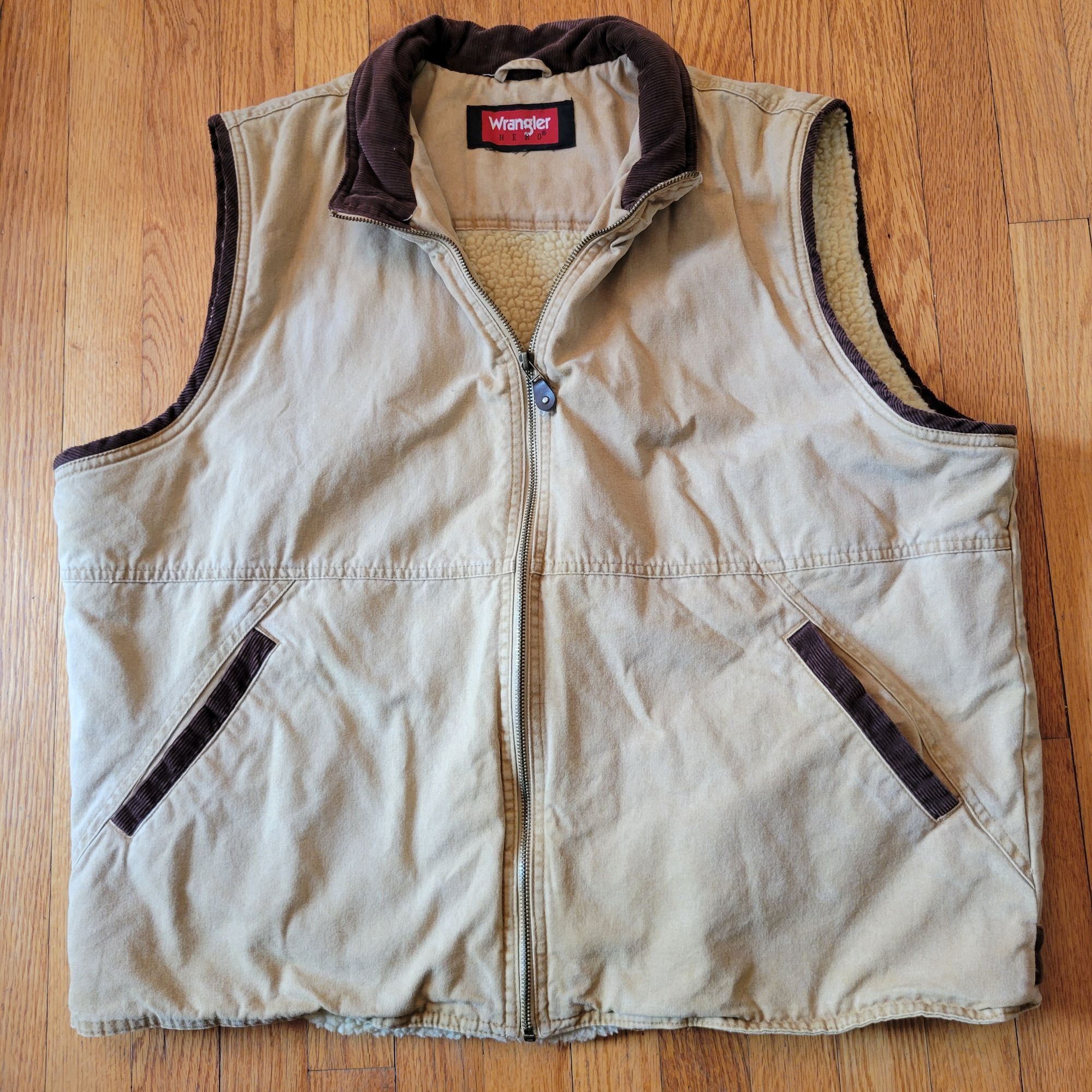 Wrangler Wrangler Hero Sherpa Lined Tan Canvas Vest XL Work Barn Chor Size US XL / EU 56 / 4 - 1 Thumbnail