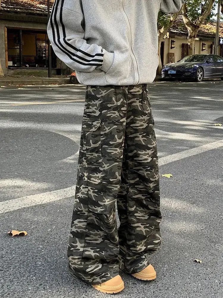 Japanese Brand Retro loose wide leg camouflage micro flared jeans Size US 32 / EU 48 - 4 Thumbnail