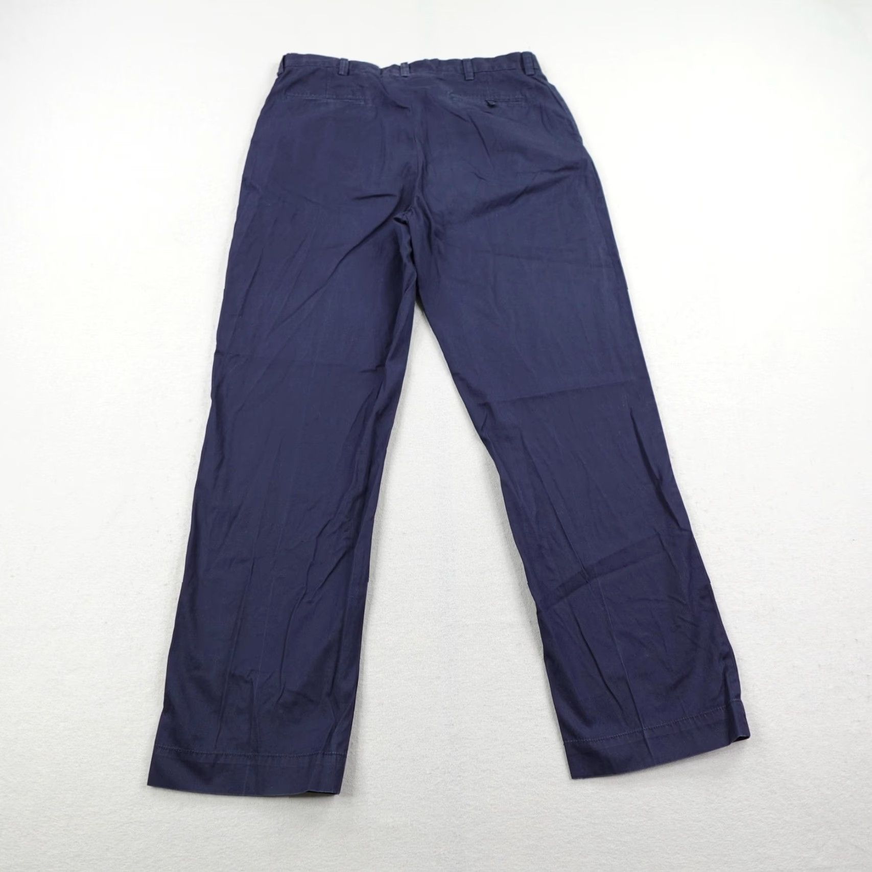 Ralph Lauren VINTAGE Ralph Lauren Pants Mens 35x32 Chino Straight Leg Cotton Twill Navy Blue Flat Front Pockets 35 Inseam Mens Size US 35 - 4 Thumbnail