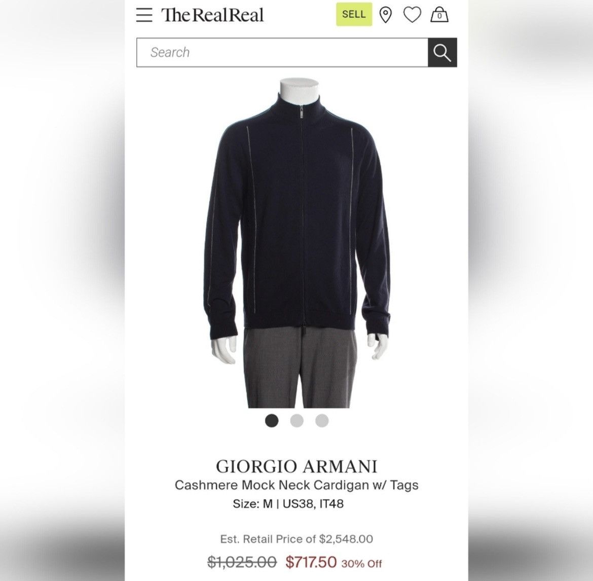Giorgio Armani Vintage Giorgio Armani Cashmere Zip Up Sweater Size US XL / EU 56 / 4 - 4 Thumbnail