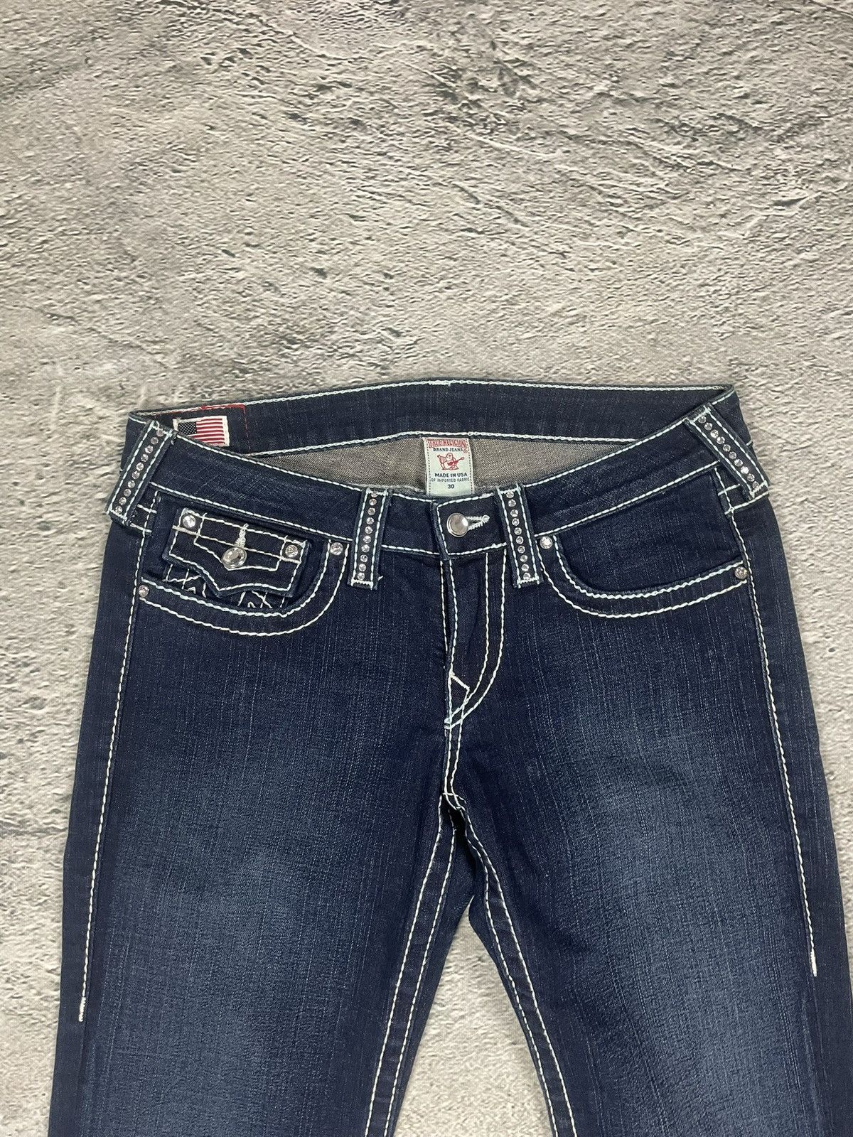 True Religion True Religion blue jeans white thick stitching Billy Disco Size 30" / US 8 / IT 44 - 5 Thumbnail