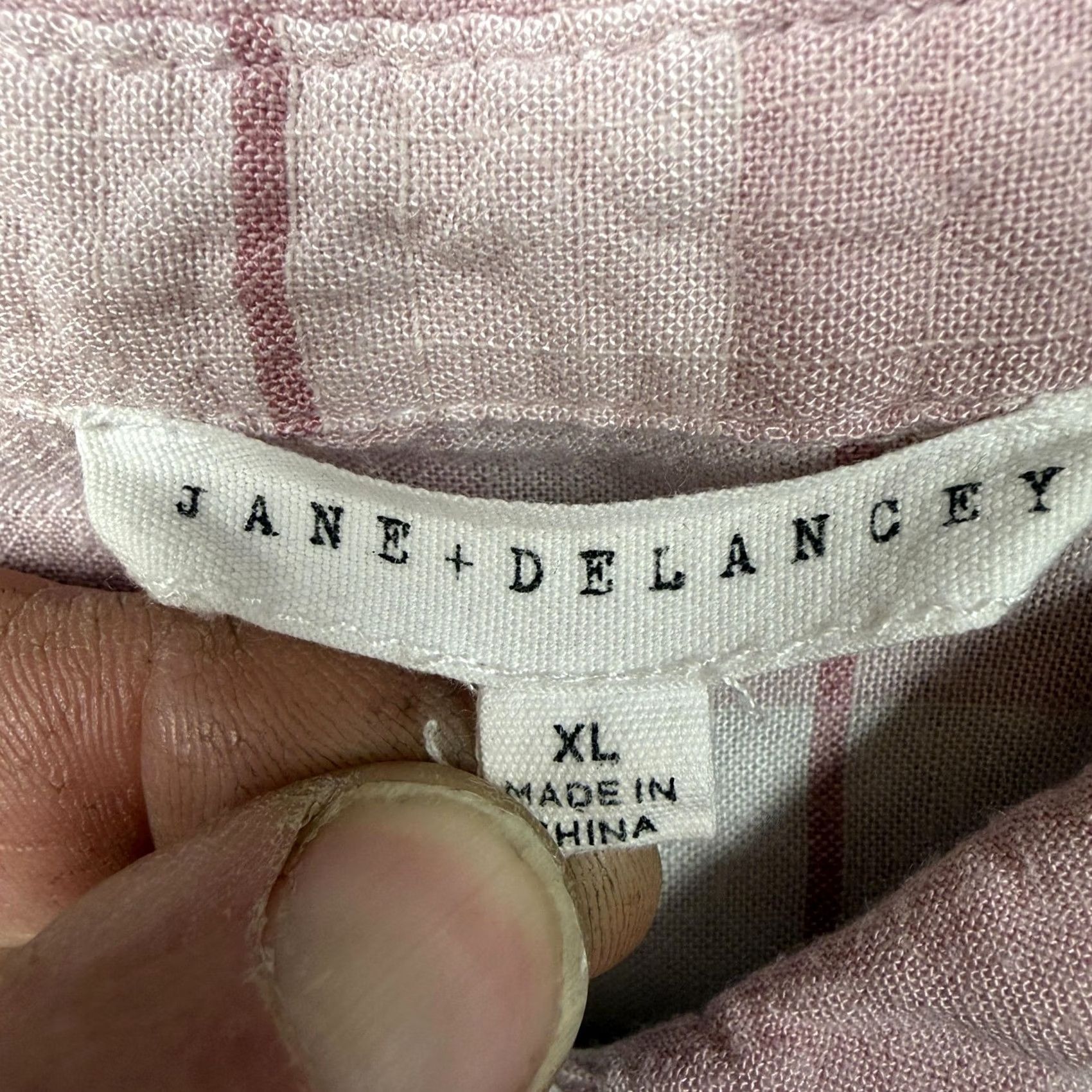 Pinko Jane + Delancey Button-Up Womens XL Pink White Plaid Light Academia Cottagecore Shirt Size XL / US 12-14 / IT 48-50 - 4 Thumbnail